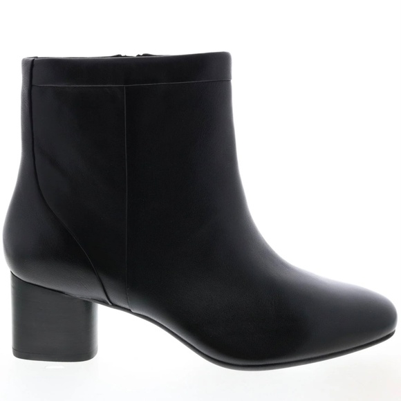 Clarks Un Cosmo Up Womens Black Leather Ankle Boots Zipper Block Heel Booties 9 - Picture 4 of 12